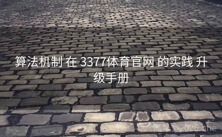 算法机制 在 3377体育官网 的实践 升级手册